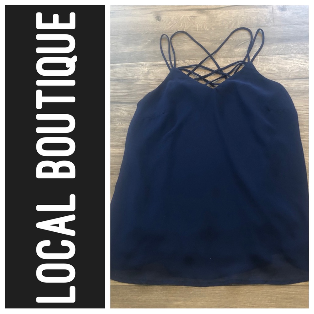 ⭐️4/$25NAVY BLUE CRISSCROSS FRONT TANK
